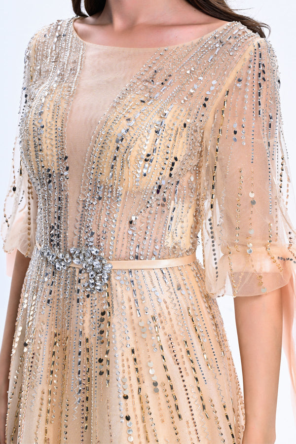 Fakir Kol Beli Taşlı Kemer Tasarım Abiye Gold