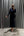Hakim Yaka Etek Kısmı Taş Detaylı Parlak Kumaş Elbise Lacivert