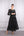 Geniş Yaka Pul İşlemeli Midi boy Elbise Siyah