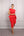 Geniş Yaka Eteği Fırfırlı Midi Boy Elbise Kırmızı