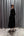 V Yaka Beli Kemerli Bileği Tüylü Saten Midi Boy Elbise Siyah