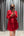 V Yaka Beli Dekolte Detaylı Eteği Katlı Kısa Elbise Kırmızı