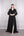 V Yaka Beli Taş Detaylı Şifon Büyük Beden Elbise Siyah