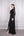 V Yaka Beli Taş Detaylı Şifon Büyük Beden Elbise Siyah