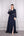 V Yaka Beli Taş Detaylı Şifon Büyük Beden Elbise Lacivert