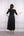 Kare Yaka Önü Ve Kolları İnci İşlemeli Midi Boy Elbise Siyah