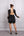V Yaka Beli Dekolte Detaylı Eteği Katlı Payetli Kısa Elbise Siyah