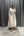Yakası Transparan Detaylı Boncuk İşlemeli Piliseli Elbise Ekru