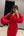 Straplez Balon Kol Boncuk Detaylı Abiye Elbise Kırmızı