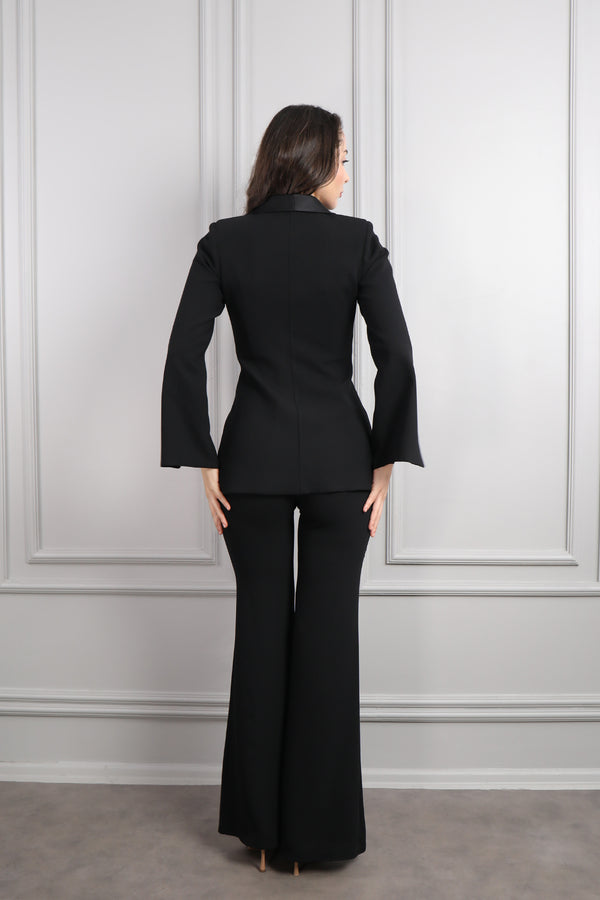 Ceketi Metal Bağlama Detaylı Pantolon Takım Siyah