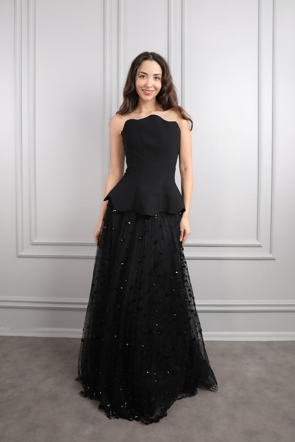 Korse Detaylı Tüllü Etek Takım Siyah