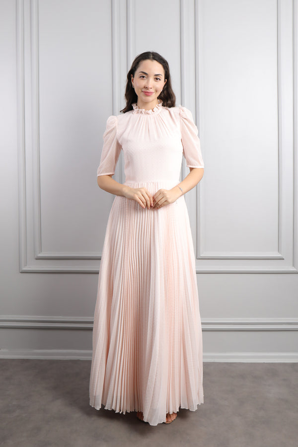 Ceketi Düğme Detaylı Tüvit Elbise Takım Pudra