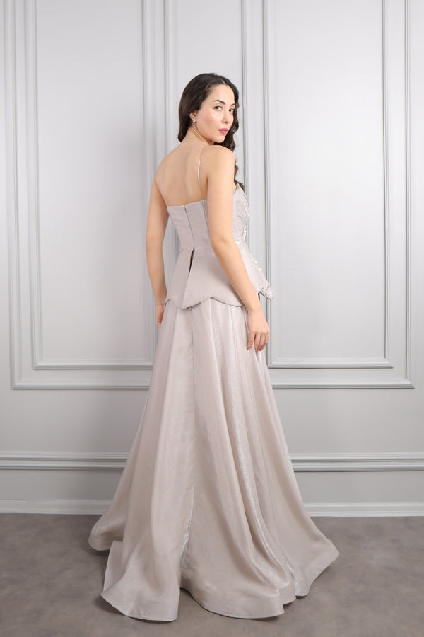 Straplez Taş Ve Boncuk İşlemeli Abiye Taş